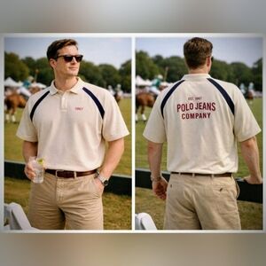 Vintage RALPH LAUREN POLO JEANS CO Cream Cotton Polo Shirt XXL